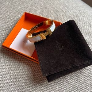 Hermes Clic Clac white and gold